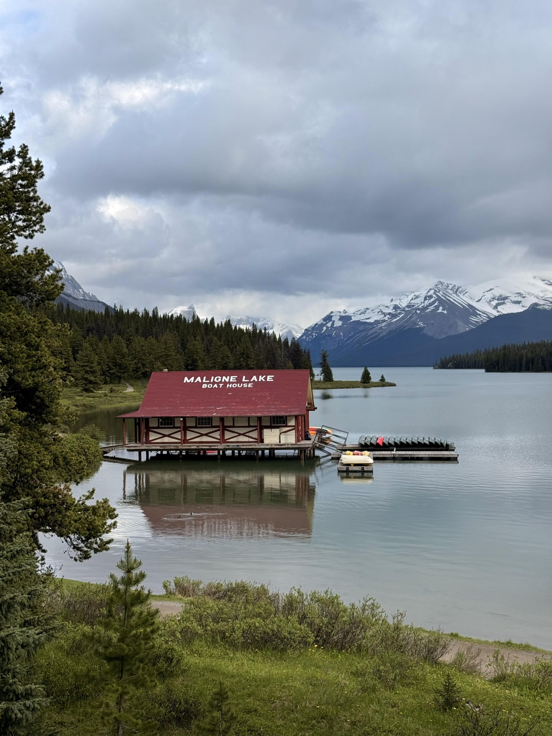 Maligne Lake Boat House in Jasper National Park, Canada